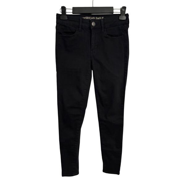 American Eagle Next Level Stretch Mid-Rise Jegging Sexy Slimming Black Denim 4 - Picture 1 of 11